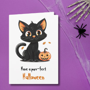 Cute Black cat Halloween hälsning Kort
