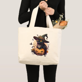 Cute Black Cat Halloween Jumbo Tygkasse