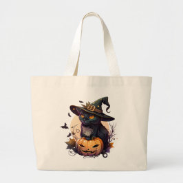 Cute Black Cat Halloween Jumbo Tygkasse