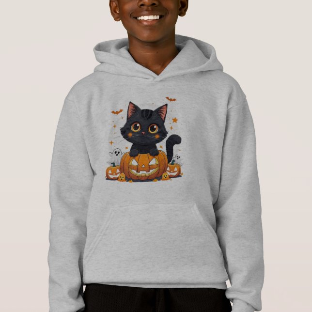 Cute Black Cat Halloween Kawaii Cat T-Shirt (Framsida)