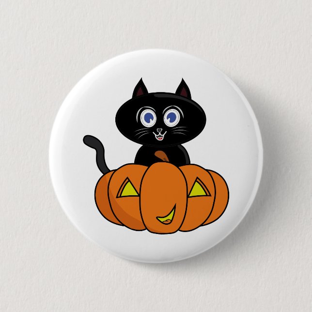 Cute Black Cat Halloween Knapp (Framsida)