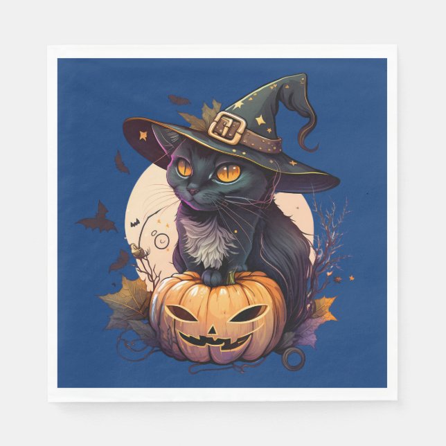 Cute Black Cat Halloween Pappersservett (Framsidan)