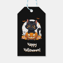 Cute Black Cat Halloween-presentens märkre Kawaii  Presentetikett