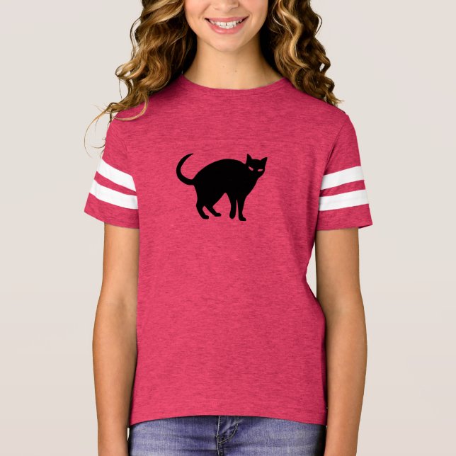 Cute Black Cat Halloween Shirt Tee (Framsida)