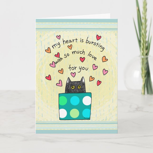Cute Black Cat Hand Drawn Words Anniversary  Kort (Framsida)