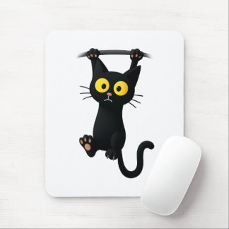Cute Black Cat Hanging Cartoon – Funny Kawaii Cat  Musmatta