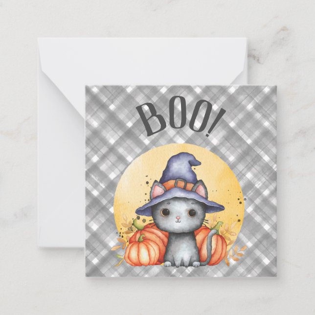 Cute Black Cat Happy halloween Anteckningskort (Framsida)