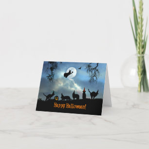 Cute Black Cat Happy halloween-kort Tack Kort