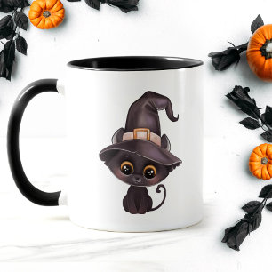 Cute Black cat Happy halloween-pumpa Mugg