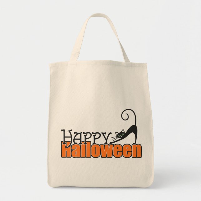 Cute Black Cat Happy halloween Tygkasse (Framsidan)