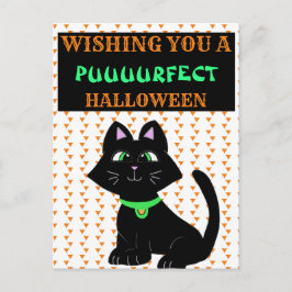 Cute Black Cat Happy halloween Vykort