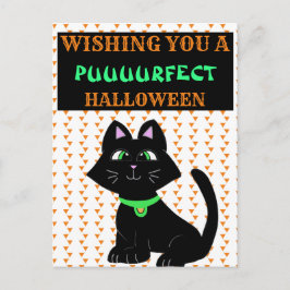 Cute Black Cat Happy halloween Vykort