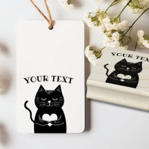Cute Black Cat Holeart Anpassningsbar Text