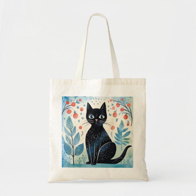 Cute Black Cat i Coola Natural Tones Tygkasse (Framsidan)