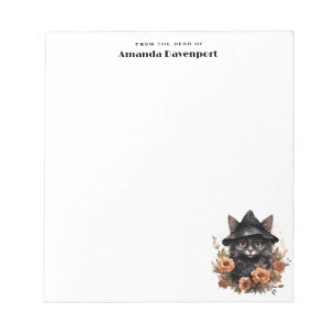Cute Black Cat i en Witch Hat Anteckningsblock