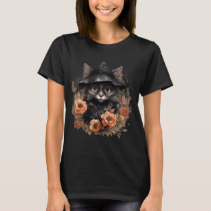Cute Black Cat i en Witch Hat T Shirt