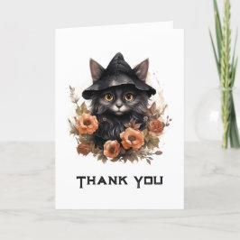 Cute Black Cat i en Witch Hat Tack Kort