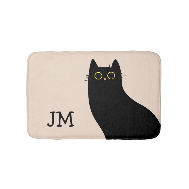 Cute Black cat i Mid Century stil Badrumsmatta (Framsidan)