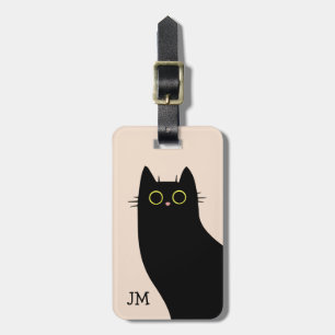 Cute Black cat i Mid Century stil Bagagebricka