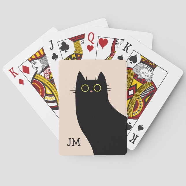 Cute Black cat i Mid Century stil Casinokort (Baksidan)