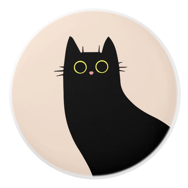 Cute Black cat i Mid Century stil Knopp (Framsidan)
