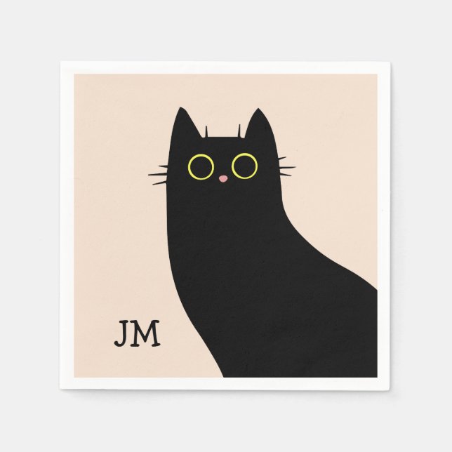 Cute Black cat i Mid Century stil Pappersservett (Framsidan)