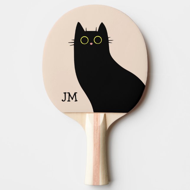 Cute Black cat i Mid Century stil Pingisracket (Framsidan)
