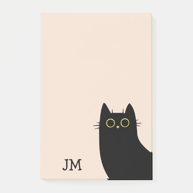 Cute Black cat i Mid Century stil Post-it Block (Framsida)