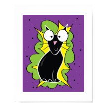 Cute Black Cat Illustration - Barnkonst