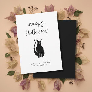 Cute Black Cat Illustration Simple Halloween Julkort