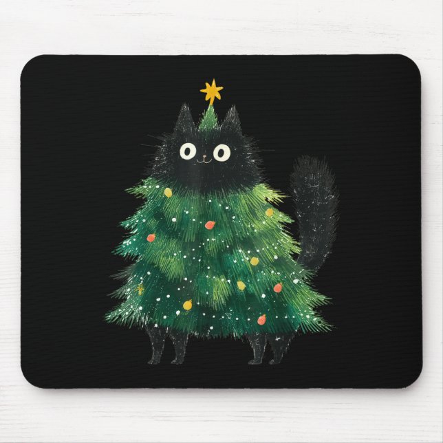 Cute Black Cat In Christmas Tree Cat Lover Holiday Musmatta (Framsidan)
