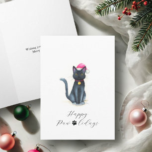 Cute Black Cat Julafton-kort Helgkort