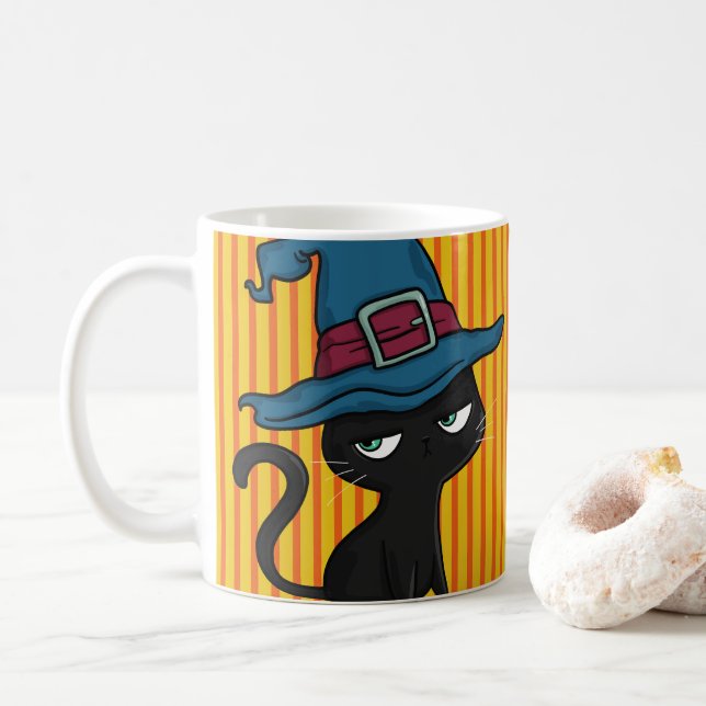 Cute Black cat Kaffemugg (Med munk)