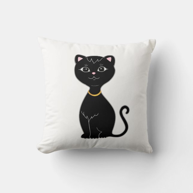Cute Black Cat Kudde (Framsida)