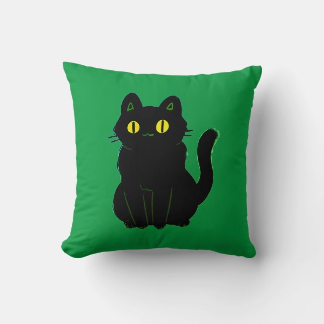 Cute Black Cat Kudde (Framsida)