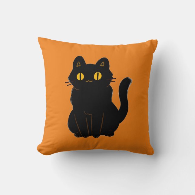 Cute Black Cat Kudde (Framsida)