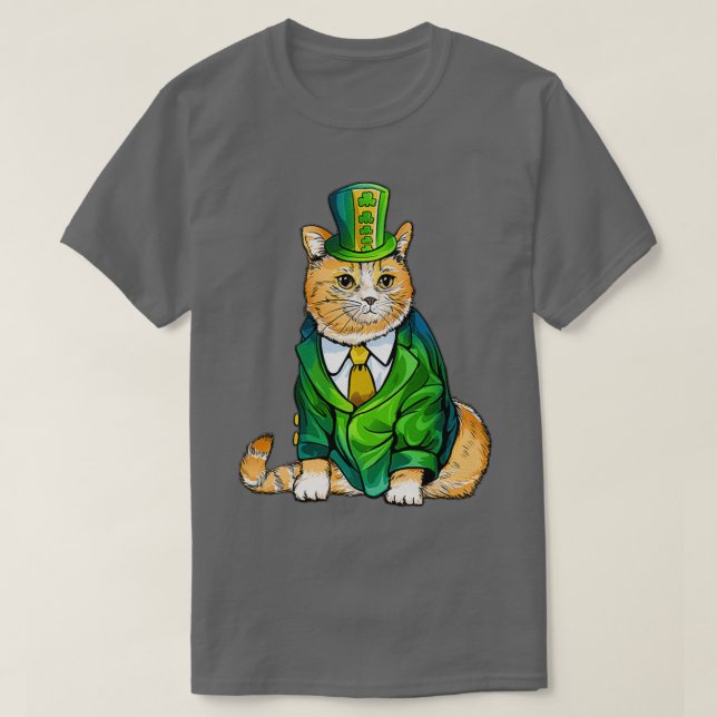 Cute Black Cat Leprechaun Hat Funny Irish St Patri T Shirt (Design framsida)