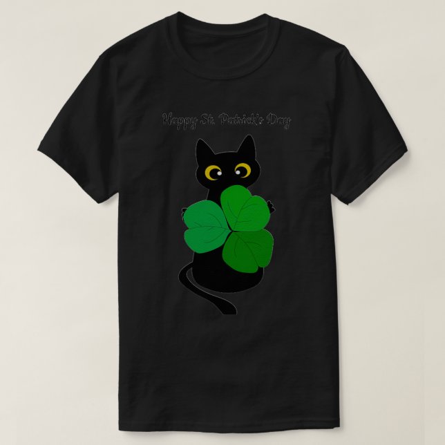 Cute Black Cat Leprechaun Hat Funny Irish St Patri T Shirt (Design framsida)