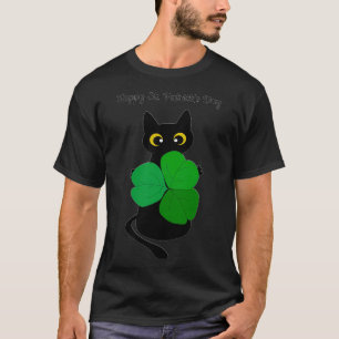 Cute Black Cat Leprechaun Hat Funny Irish St Patri T Shirt