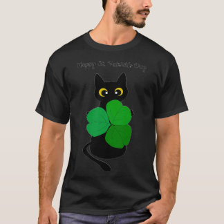 Cute Black Cat Leprechaun Hat Funny Irish St Patri T Shirt
