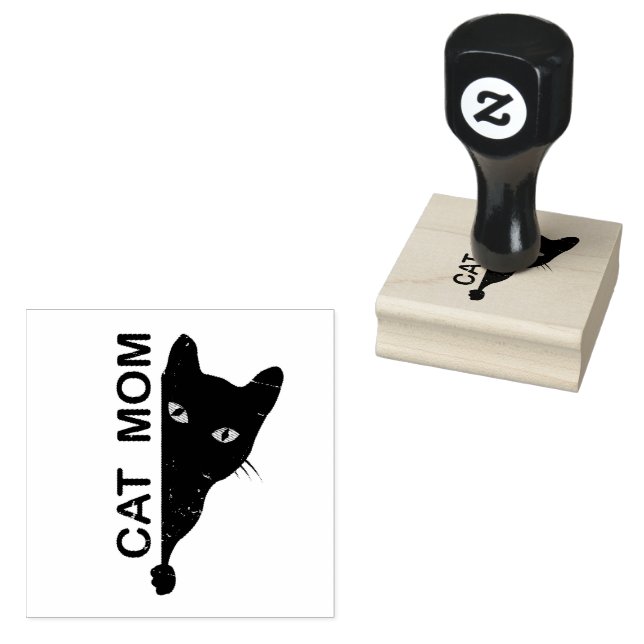 Cute Black Cat Mamma Stämpel (Stämplad)