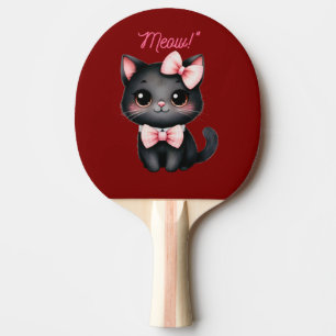 Cute Black Cat med Bow för Halloween-Dekoration Pingisracket