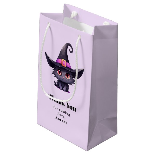 Cute Black Cat med en Witch Hat-Tack (Baksidan Vinklad)