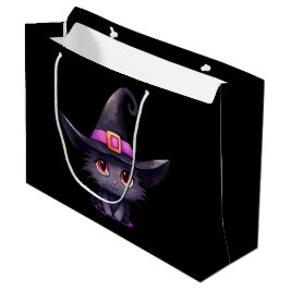 Cute Black Cat med ett Witch Hat