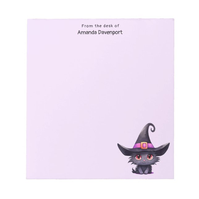 Cute Black Cat med ett Witch Hat Anteckningsblock (Framsida)