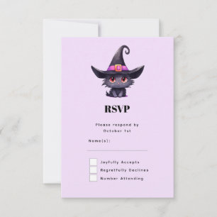Cute Black Cat med ett Witch Hat OSA Kort