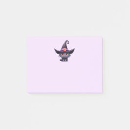 Cute Black Cat med ett Witch Hat Post-it Block