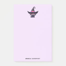 Cute Black Cat med ett Witch Hat Post-it Block