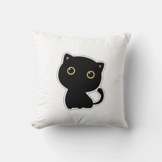 Cute Black cat med gult ögon kudde