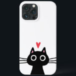 Cute Black Cat med hjärta<br><div class="desc">Skydda din mobil i stil med den här coolan katter iphone case! Quirky Black kattunge,  finns på fodral för iPhone och Samsung. En högkvalitativ mobiltelefon för snyggtar för kattälskare. Besök Jenns Doodle World för ännu fler underbara produkter som innehåller denna vita svarta katt.</div>